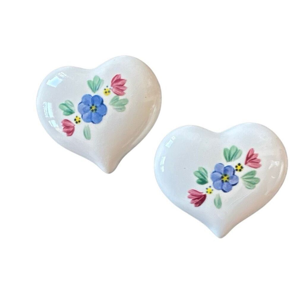Vintage Homco Lasting Products Inc. Hand-painted Ceramic Heart Wall Plaques Set